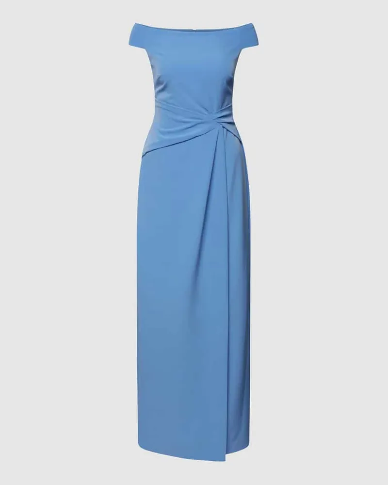 Ralph Lauren Abendkleid mit Drapierung Rauchblau