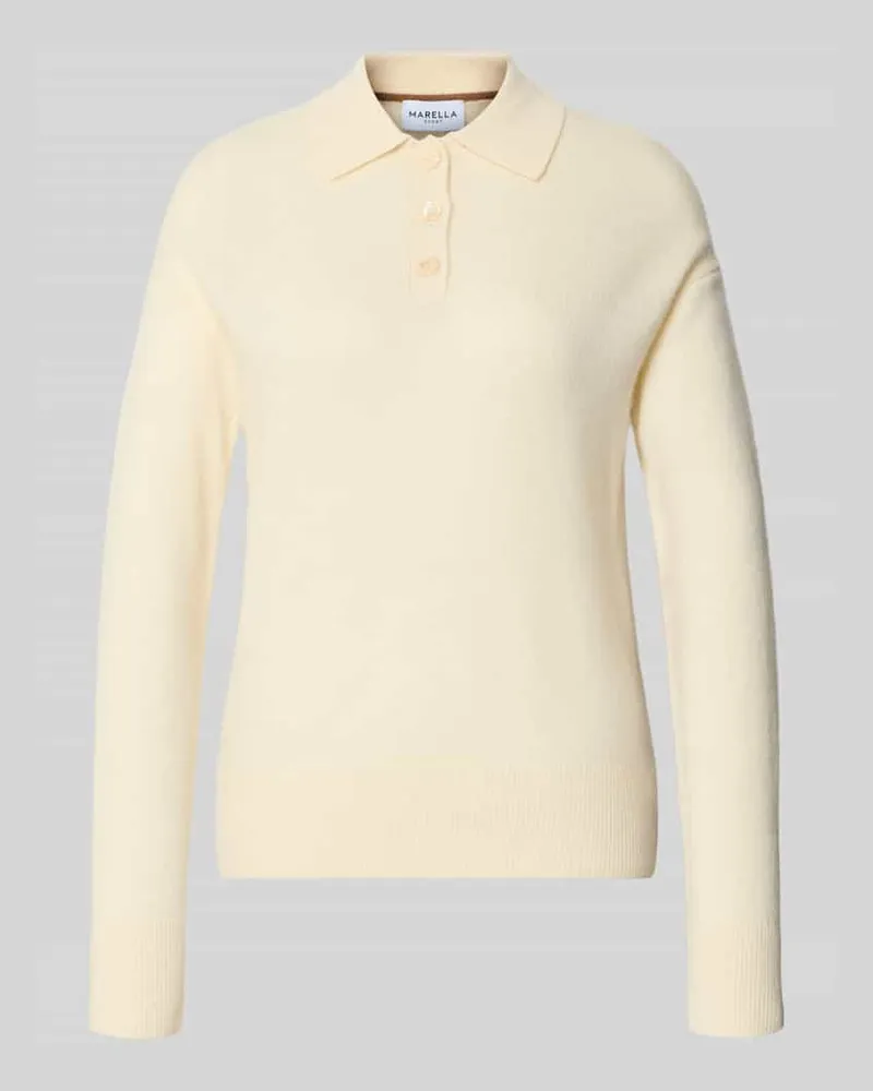MARELLA Strick-Poloshirt aus Woll-Kaschmir-Mix Modell 'SORMA Offwhite