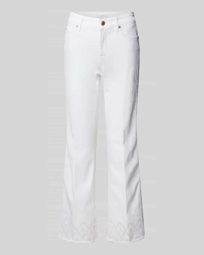 Cambio Flared Jeans mit Lochstickerei Modell 'FRANCESCA Offwhite