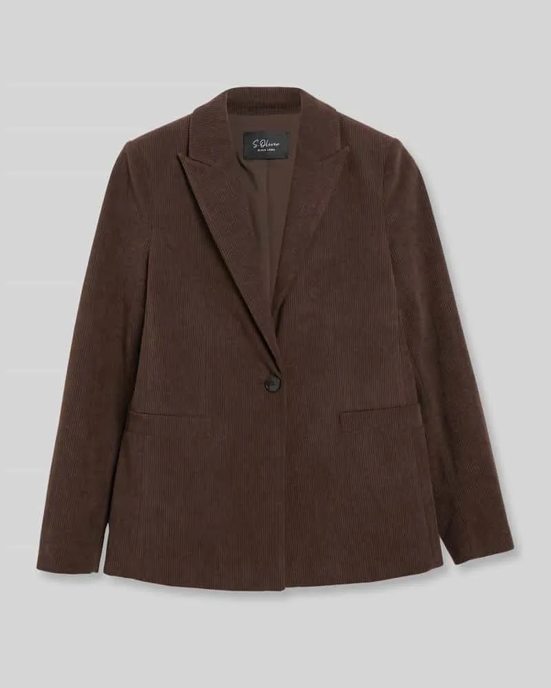 S.Oliver Regular Fit Longblazer mit Cordstruktur Dunkelbraun