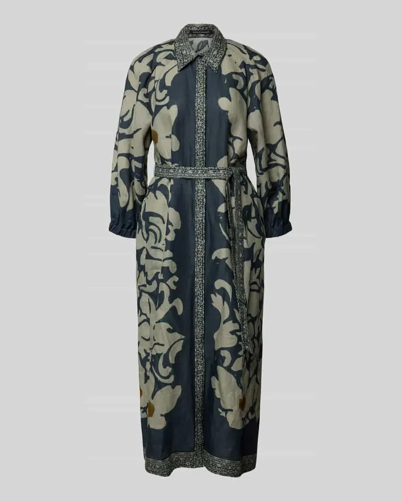 Luisa Cerano Hemdblusenkleid mit Bindegürtel Dunkelblau