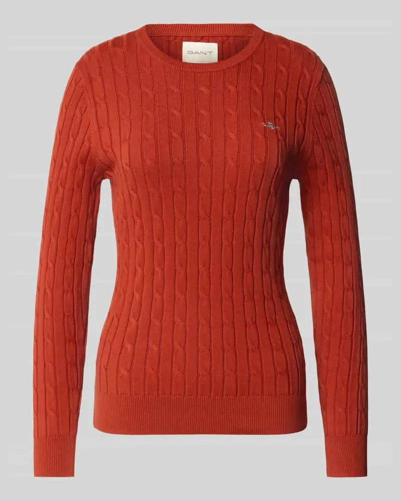 Gant Strickpullover mit gerippten Abschlüssen Rostrot