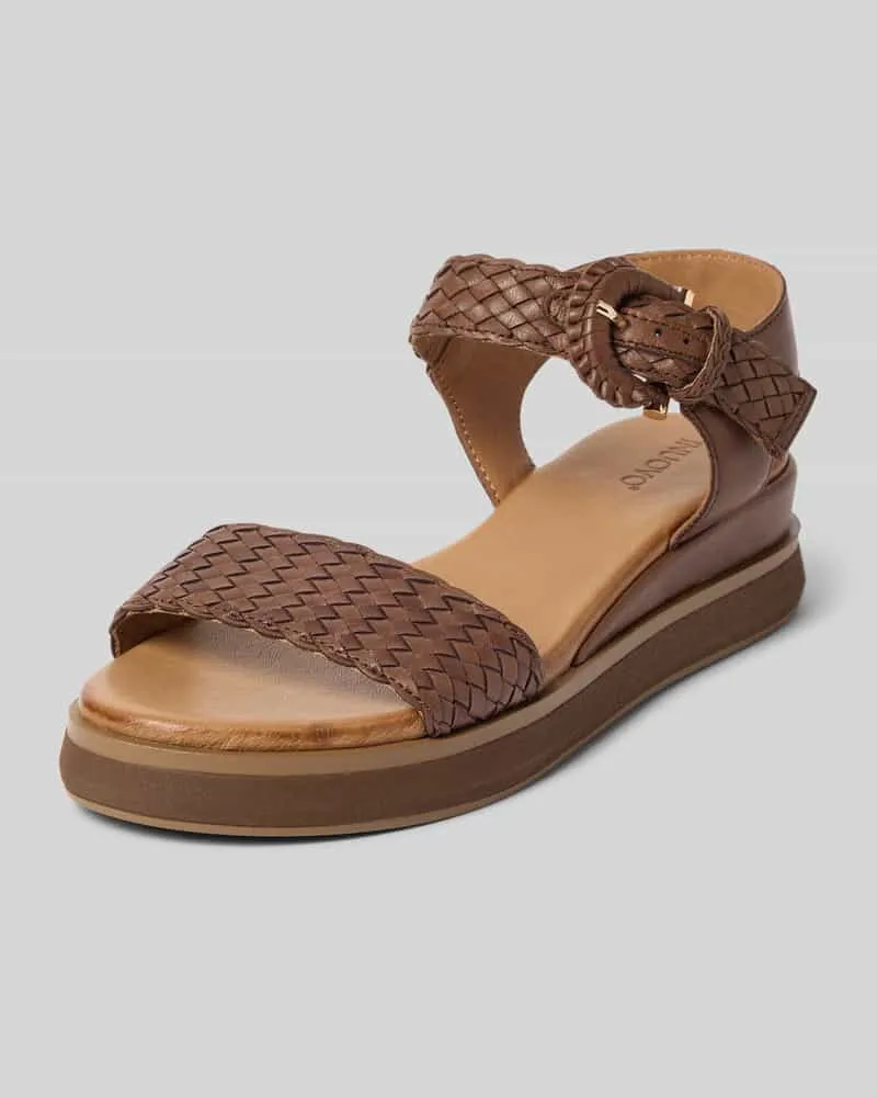 Inuovo Sandalen aus echtem Leder in Flecht-Optik Dunkelbraun