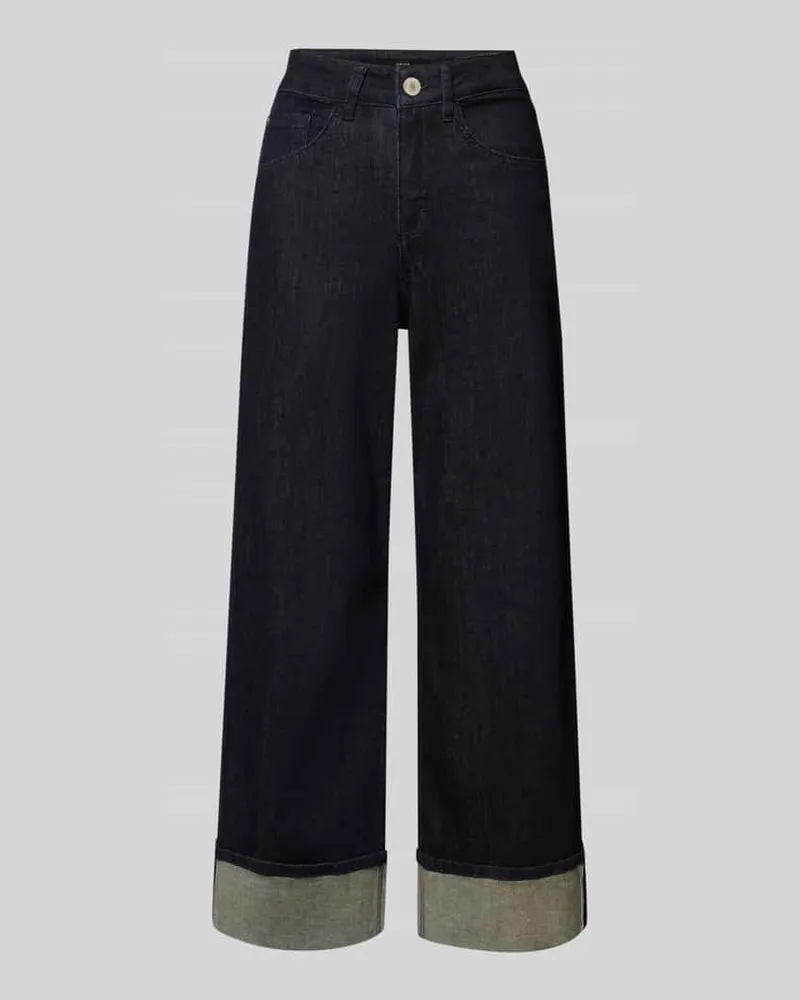 OPUS Wide Leg Jeans mit fixiertem Saumaufschlag Modell 'Miva Jeansblau