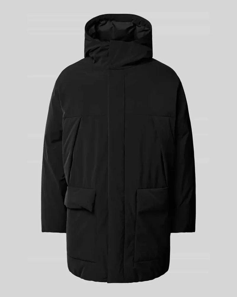HUGO BOSS Mantel mit Kapuze Black