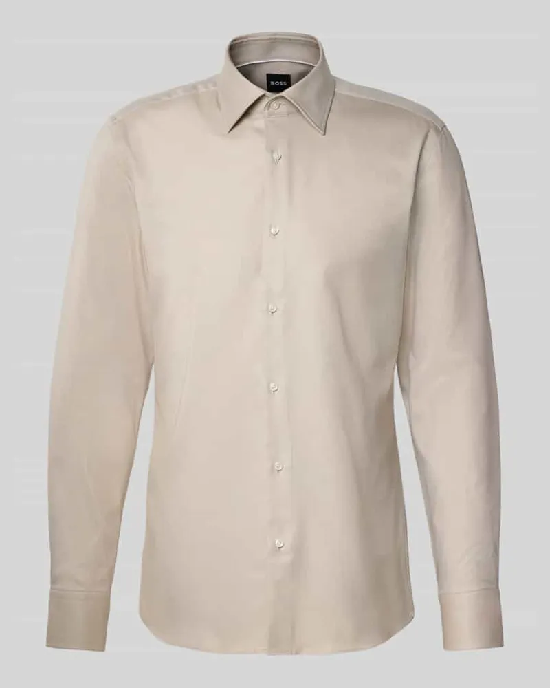 HUGO BOSS Slim Fit Businesshemd aus reiner Baumwolle Modell 'HANK Beige