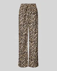 Lollys Laundry Flared Stoffhose mit Animal-Print Modell 'Rita Mittelbraun