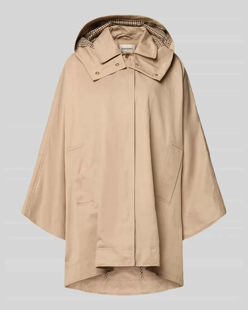 Stefanel Cape mit Kimonoärmeln und Kapuze Beige