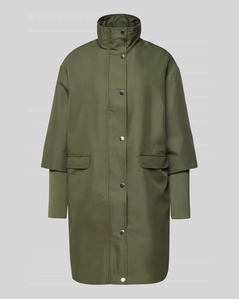 ZERO Mantel mit Pattentaschen und Stehkragen Gruen