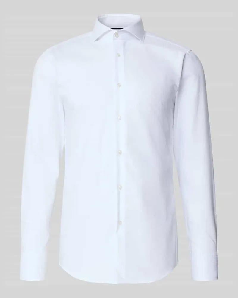 HUGO BOSS Slim Fit Businesshemd aus reiner Baumwolle Modell 'HANK Weiss