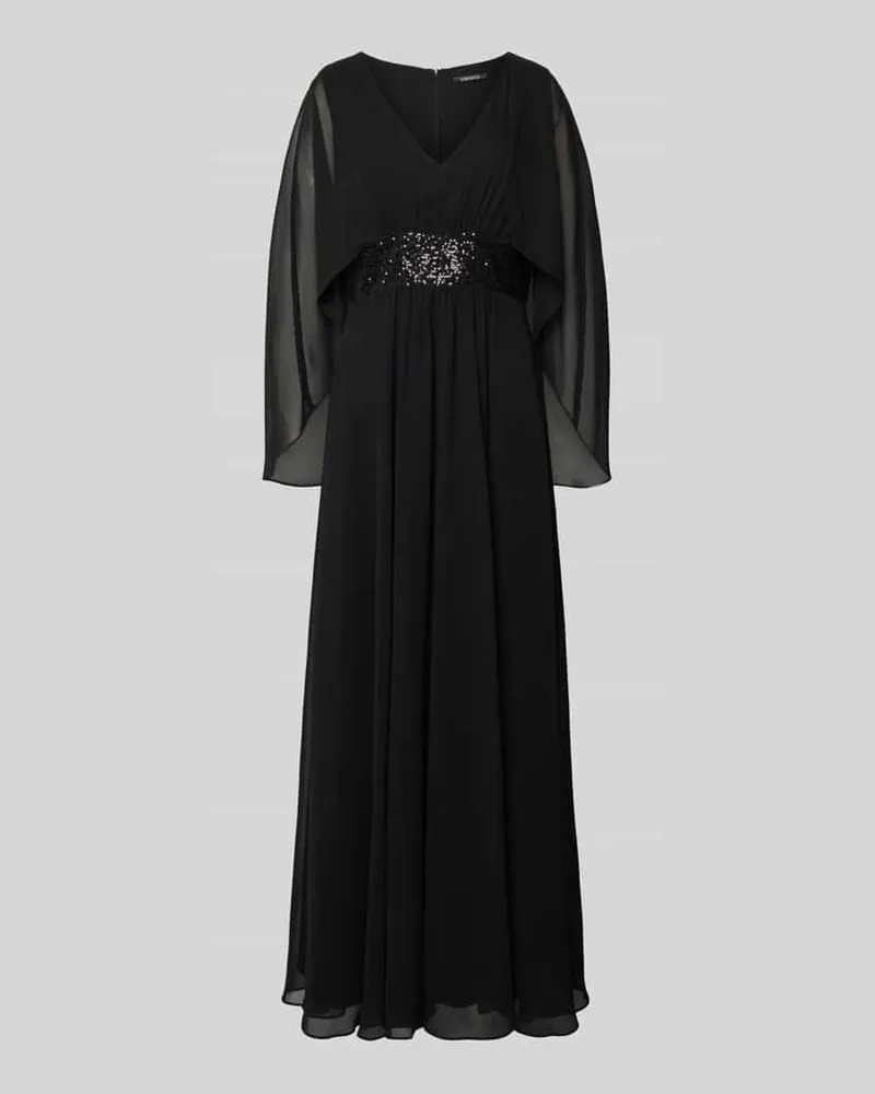 Swing Abendkleid mit V-Ausschnitt und Pailletten Black