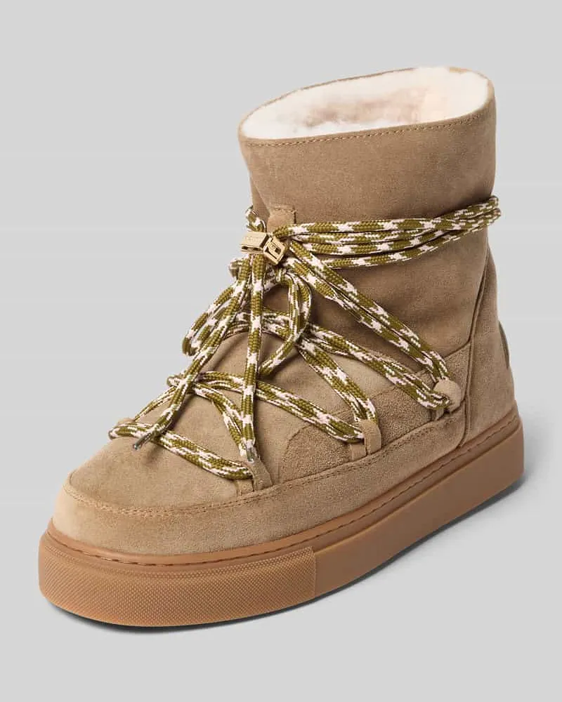 INUIKII Boots aus Leder-Mix mit Logo-Detail Beige