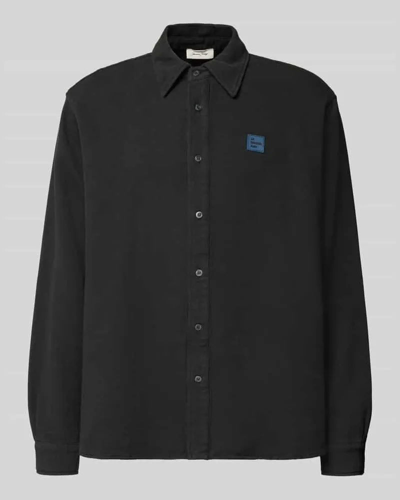 American Vintage Regular Fit Freizeithemd mit Label-Patch Dunkelblau