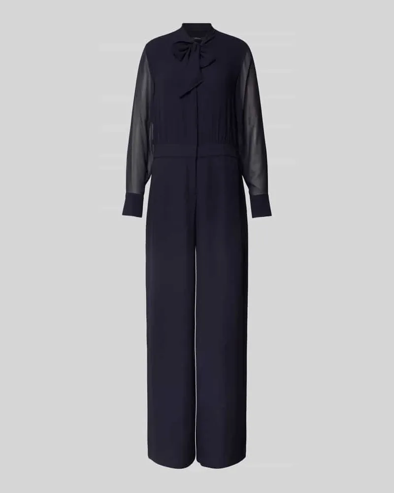 COMMA Jumpsuit mit semitransparenten Ärmeln Marine