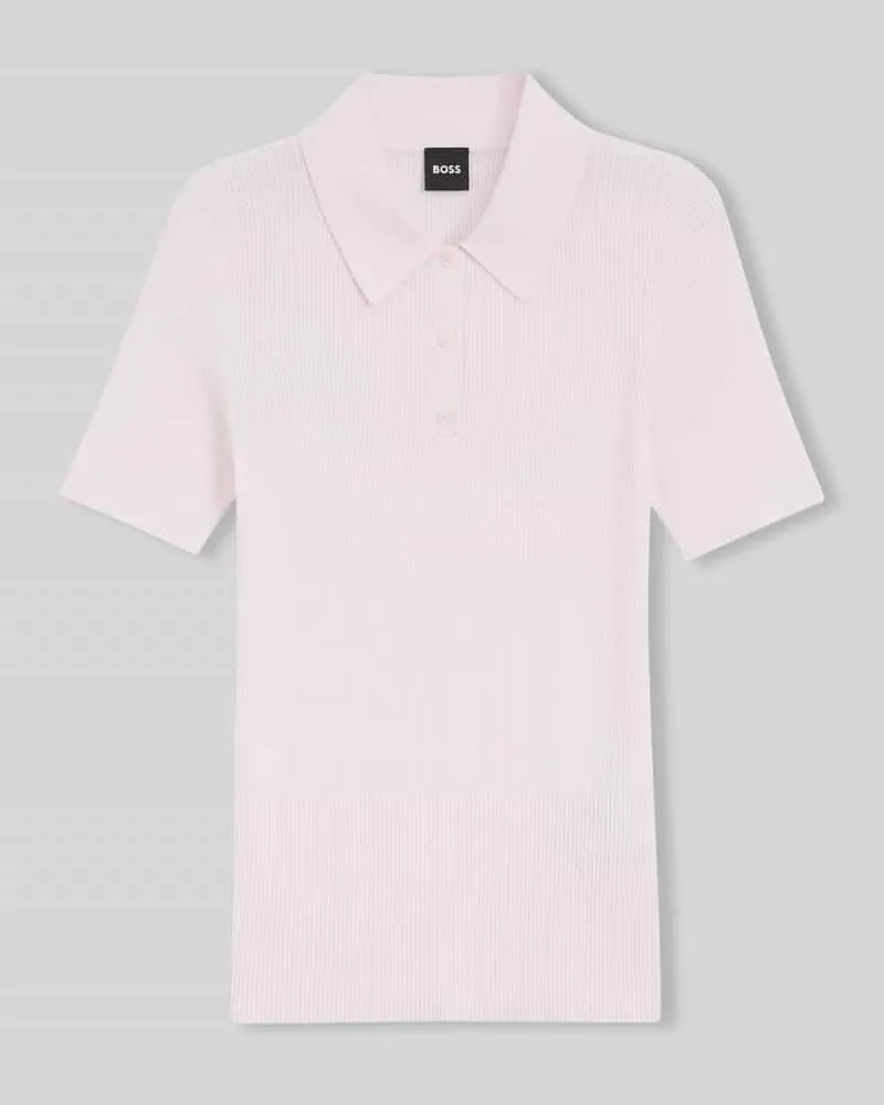 HUGO BOSS Slim Fit Poloshirt aus Rippstrick Rose