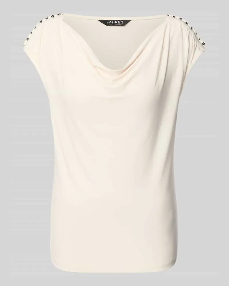 Ralph Lauren T-Shirt mit Wasserfall-Ausschnitt Offwhite