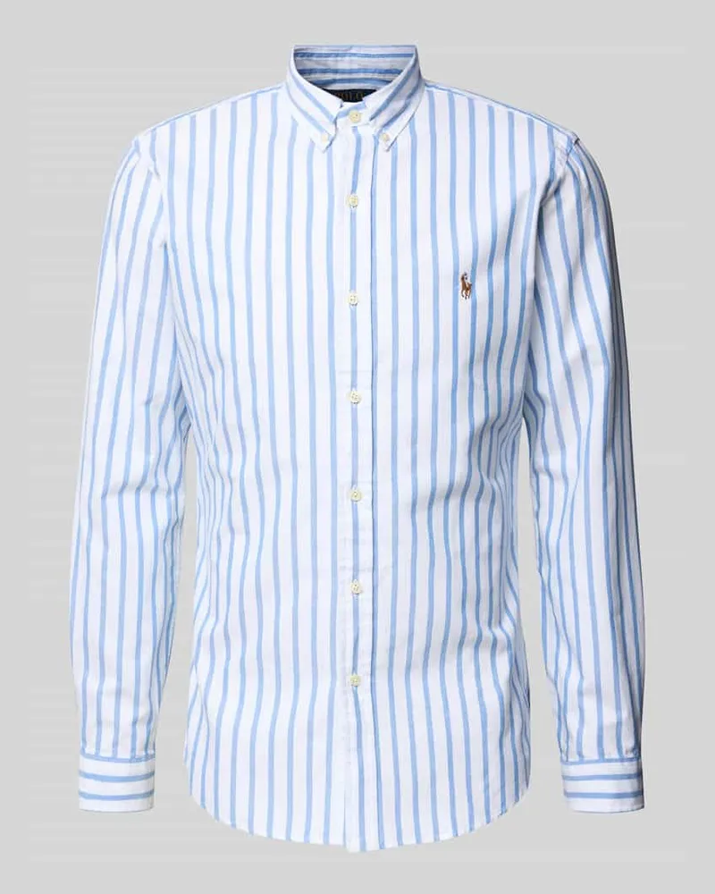Ralph Lauren Slim Fit Freizeithemd mit Button-Down-Kragen und Logo-Stitching Hellblau