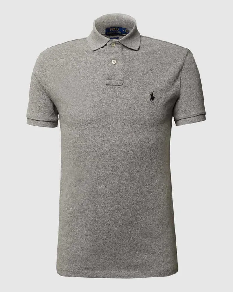 Ralph Lauren Slim Fit Polo Shirt mit Logo Mittelgrau