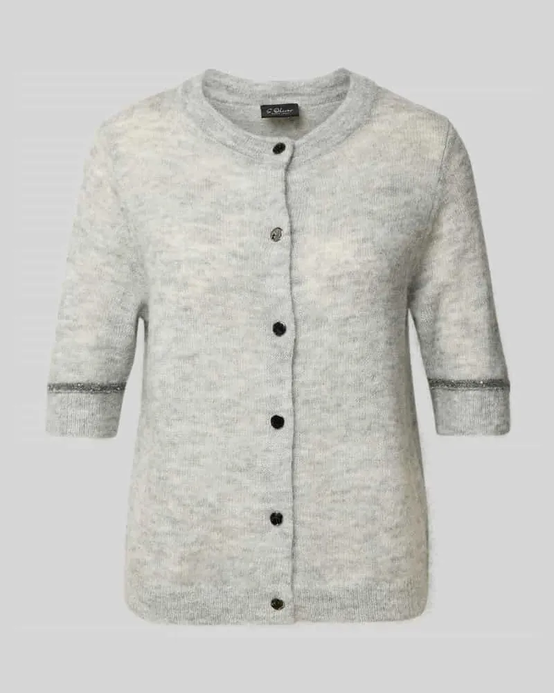 S.Oliver Regular Fit Strickjacke mit Alpaka-Woll-Anteil Hellgrau