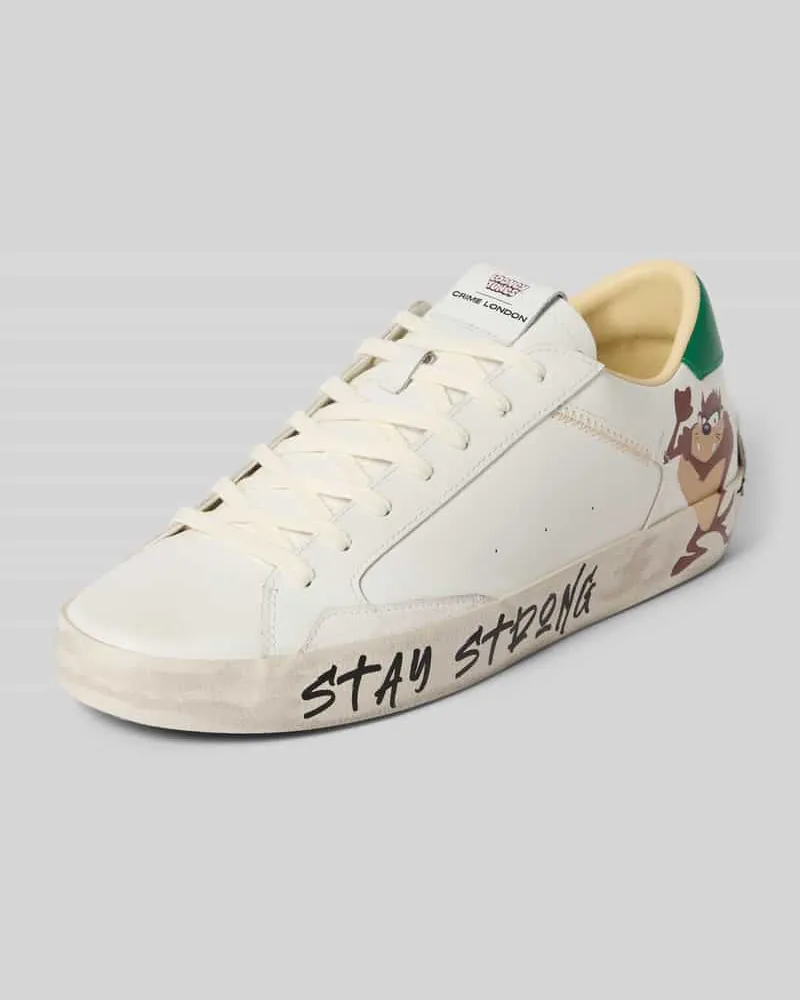 Crime Sneaker mit Label-Badge Modell 'DISTRESSED Weiss