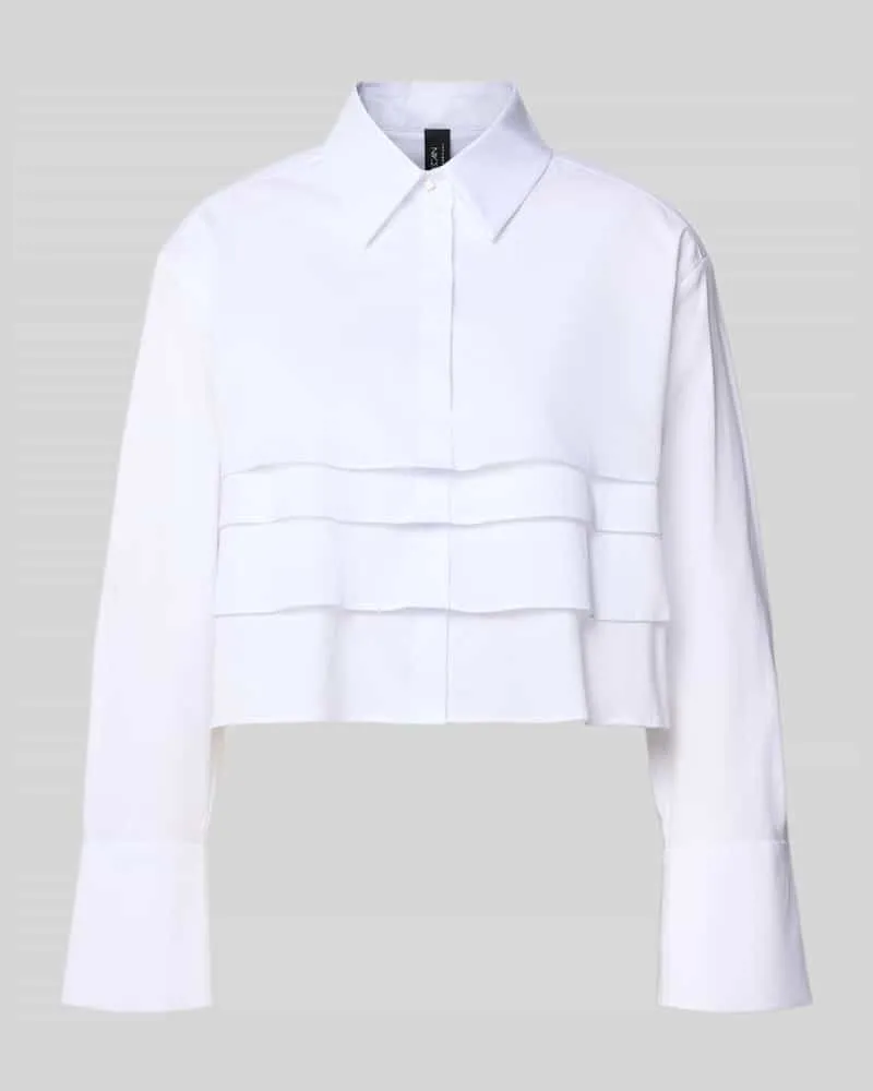 Marc Cain Cropped Hemdbluse mit Knopfleiste Weiss