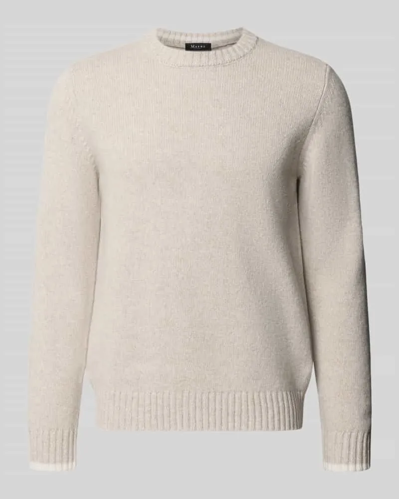 Maerz Strickpullover aus Schurwolle mit Rundhalsausschnitt Offwhite