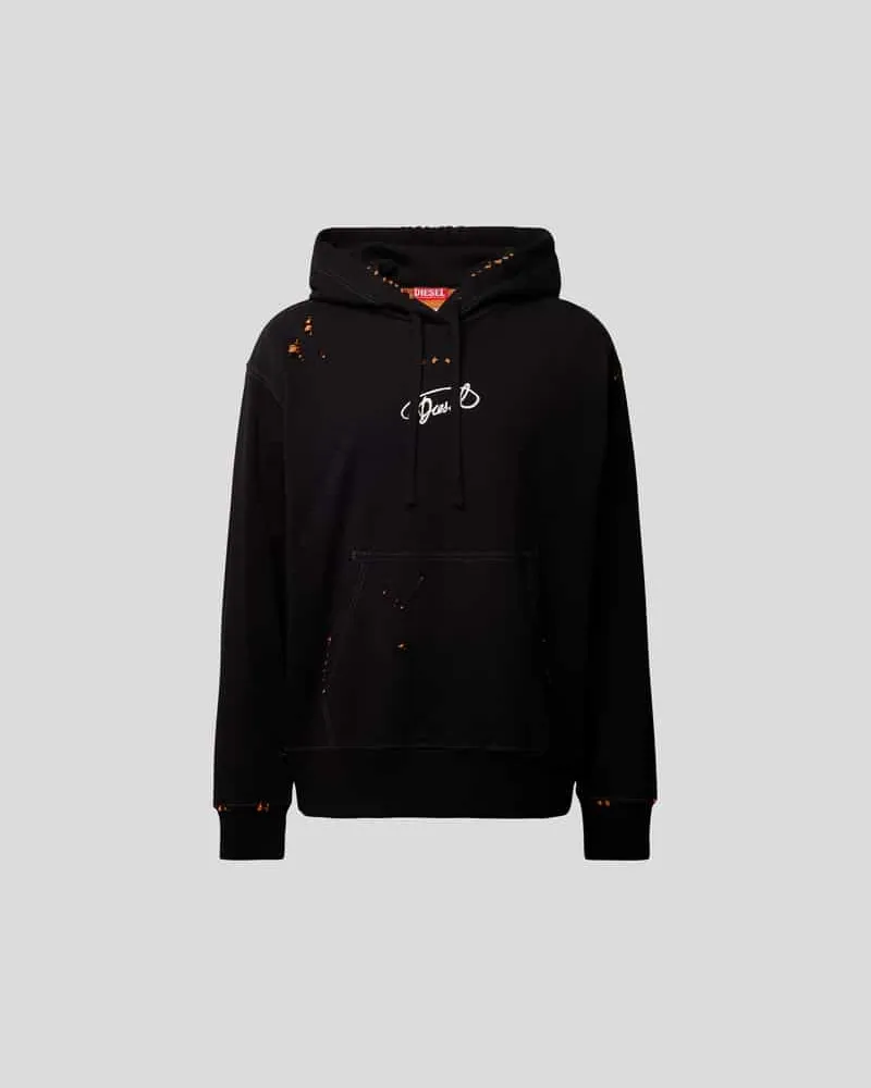 Diesel Oversized Hoodie im Destroyed-Look Black