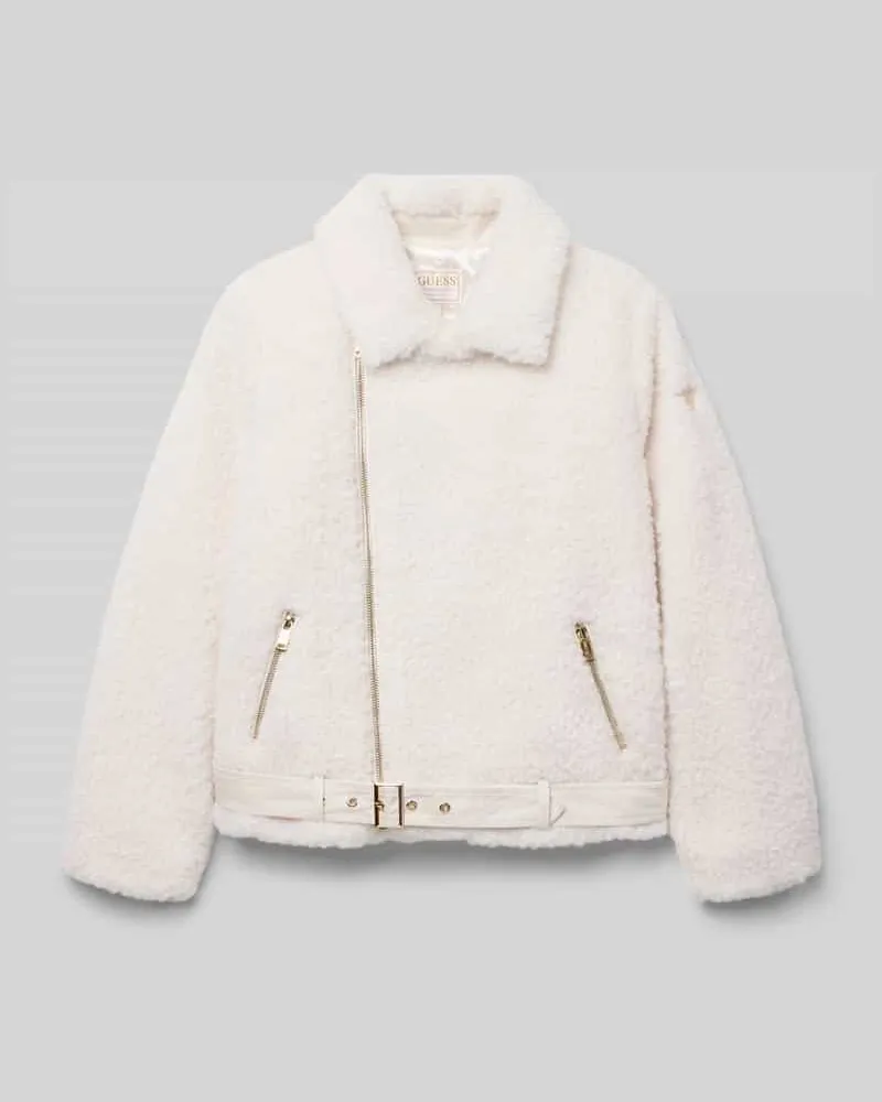 Guess Regular Fit Jacke mit Kunstfell Ecru