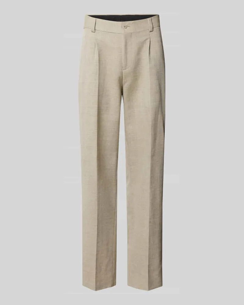 HUGO BOSS Modern Fit Anzughose mit Baumwoll und Leinen Anteil Hellgruen