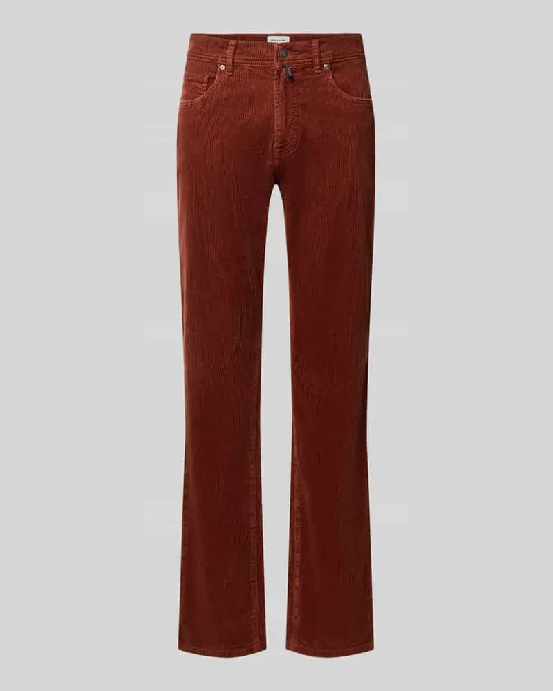 Pierre Cardin Straight Fit Cordhose aus elastischem Baumwoll-Mix Modell 'Laval Rostrot