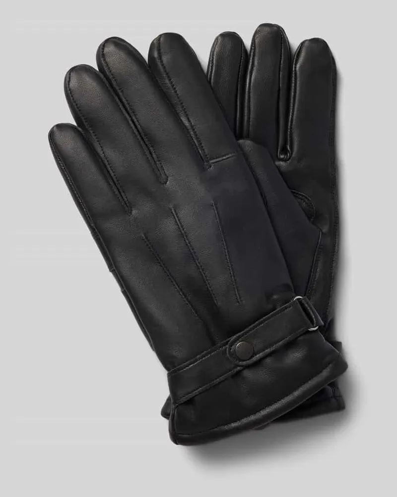 Barbour Handschuhe aus Rindsnappa mit Riegelverschluss Black