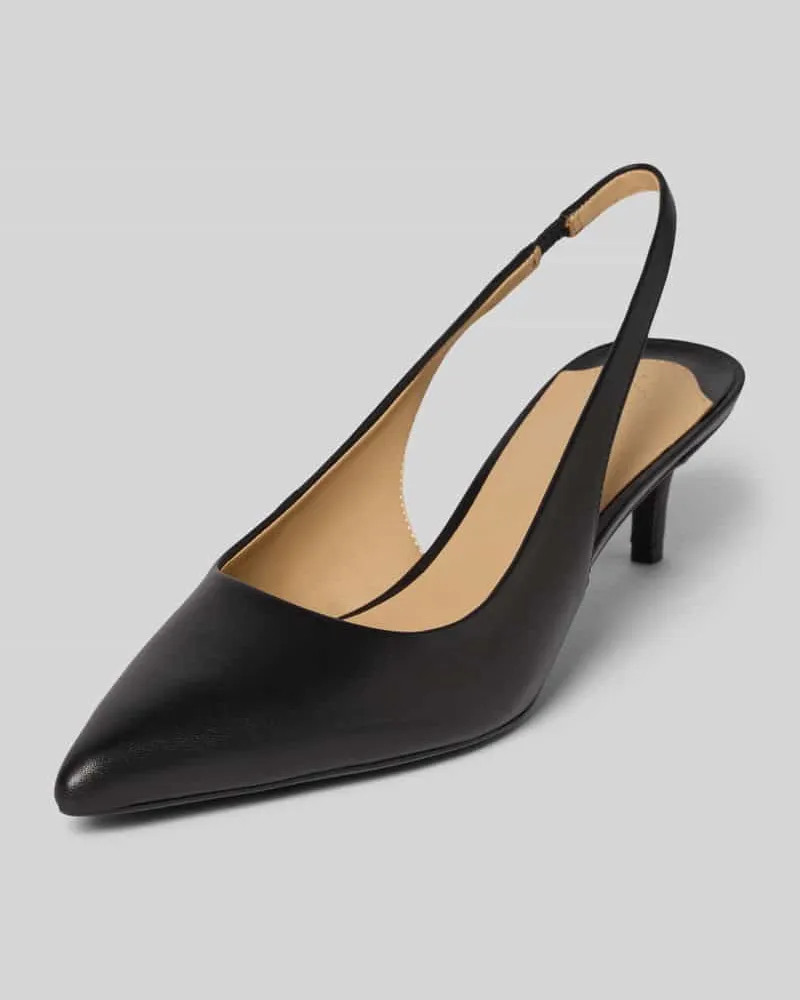 Ralph Lauren Pumps aus Leder mit elastischem Riemen Modell 'ADRIENNE Black