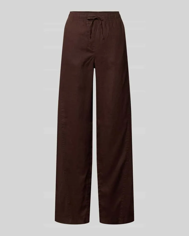 OPUS Leinenhose mit elastischem Bund Modell 'Mileni resort Dunkelbraun