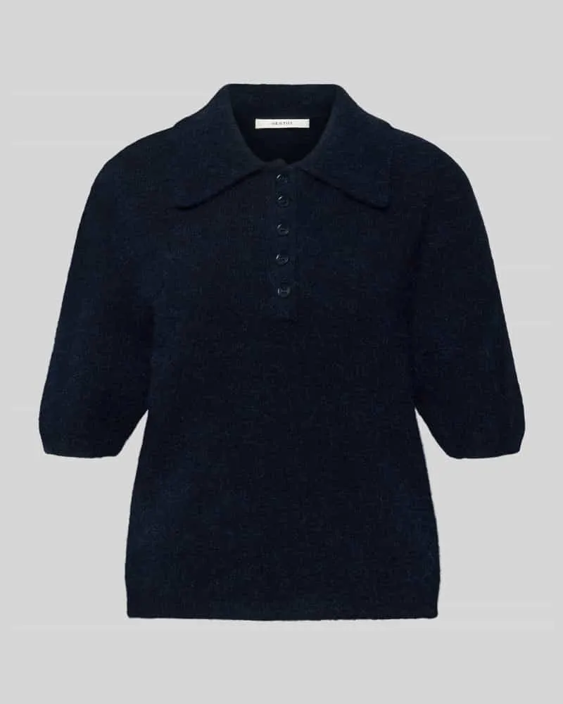 Gestuz Regular Fit T-Shirt mit Alpaka-Lanawoll-Anteil Modell 'Alpha Dunkelblau