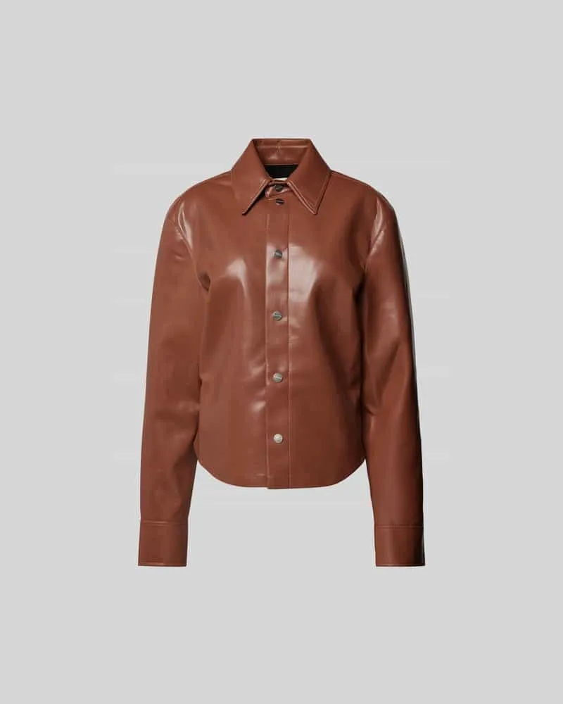 Nanushka Jacke in Leder-Optik Mittelbraun