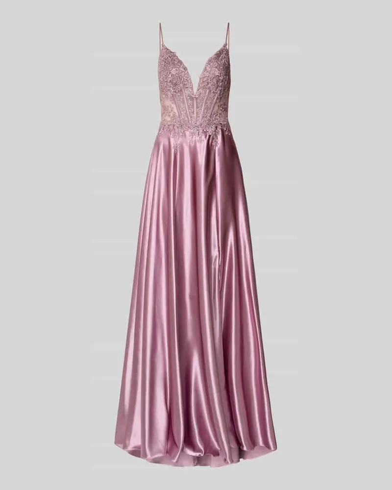 Mascara Abendkleid mit Spitze und Ziersteinbesatz Altrosa