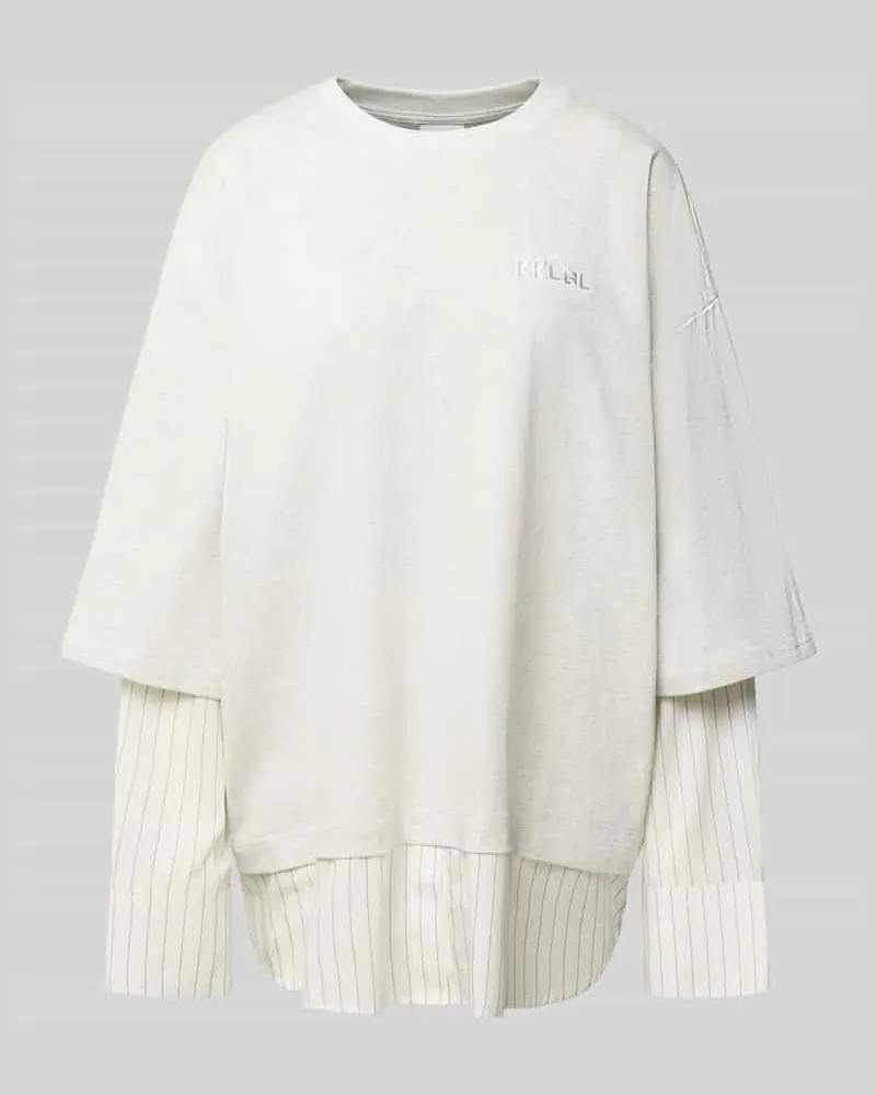 Karo Kauer Oversized Longsleeve in Layering-Optik Hellgrau