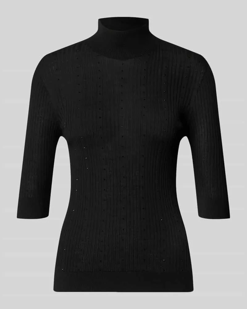 Liu Jo Slim Fit Longsleeve aus reiner Lanawolle Modell 'Maglia Costine Black