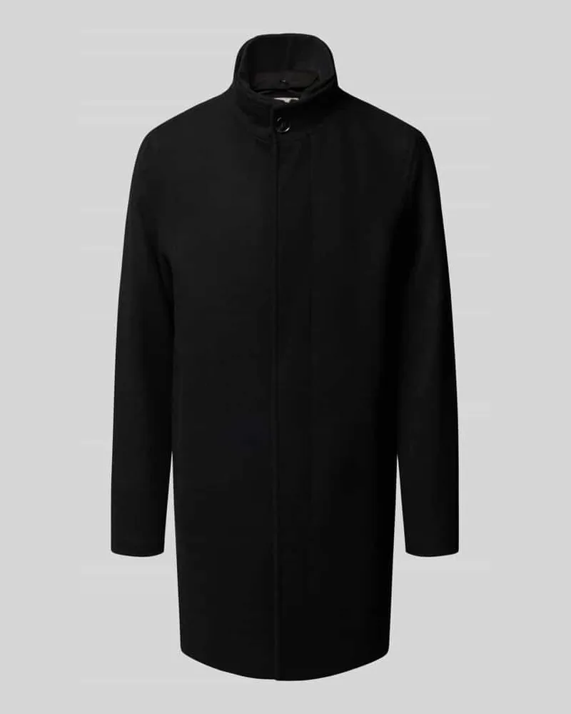 Jack & Jones Mantel aus Woll-Mix mit Stehkragen und Eingrifftaschen Black