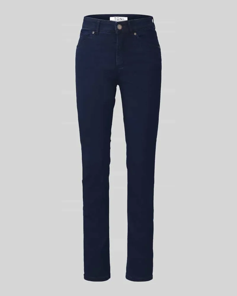 TONI Straight Fit Jeans aus Baumwoll-Mix Modell 'LIV Dunkelblau