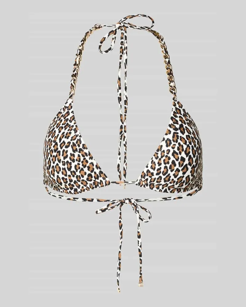 Michael Kors Bikini-Oberteil mit Allover-Animal-Print Black