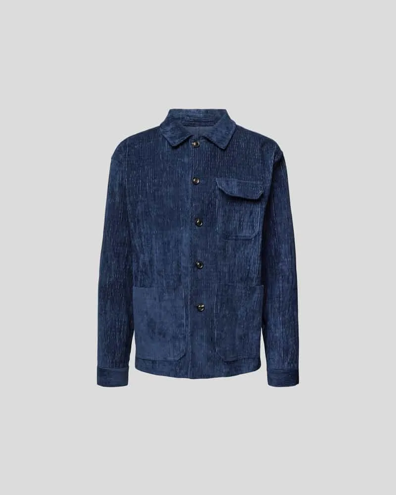 LARDINI Freizeithemd mit Knopfleiste Dunkelblau