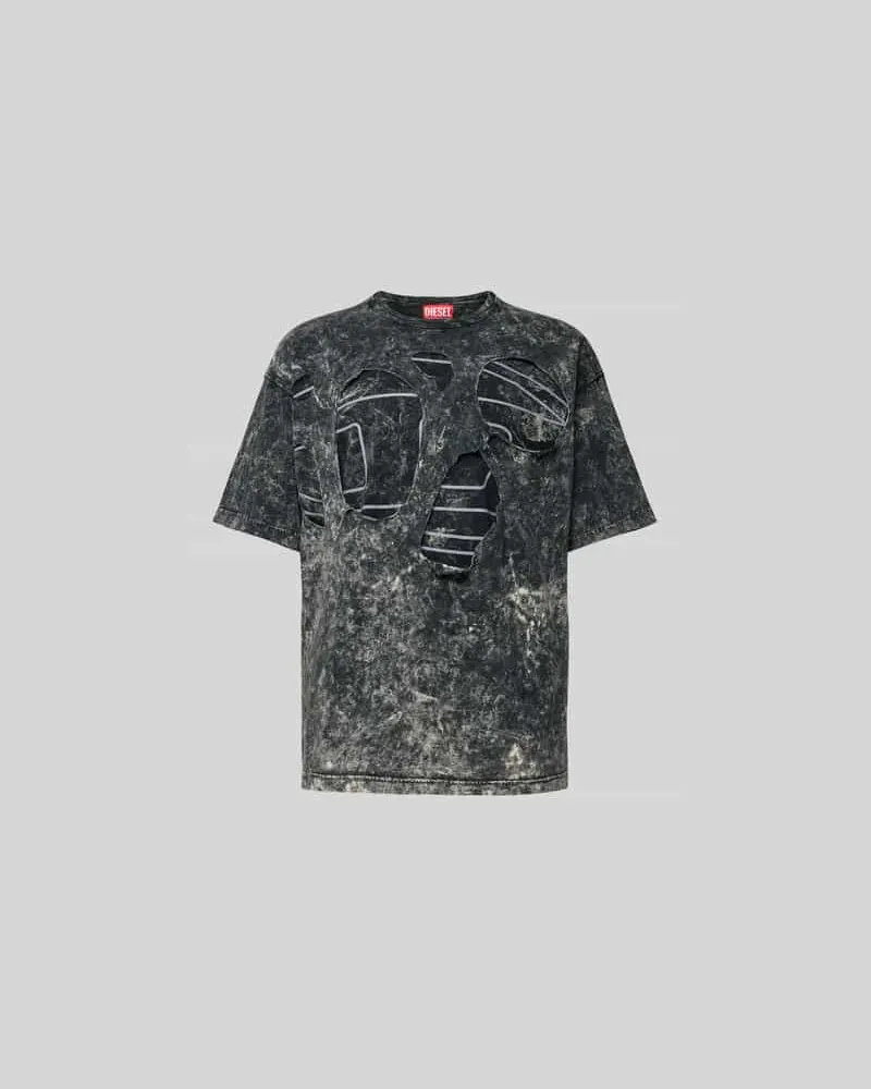 Diesel Oversized T-Shirt aus reiner Baumwolle Dunkelgrau