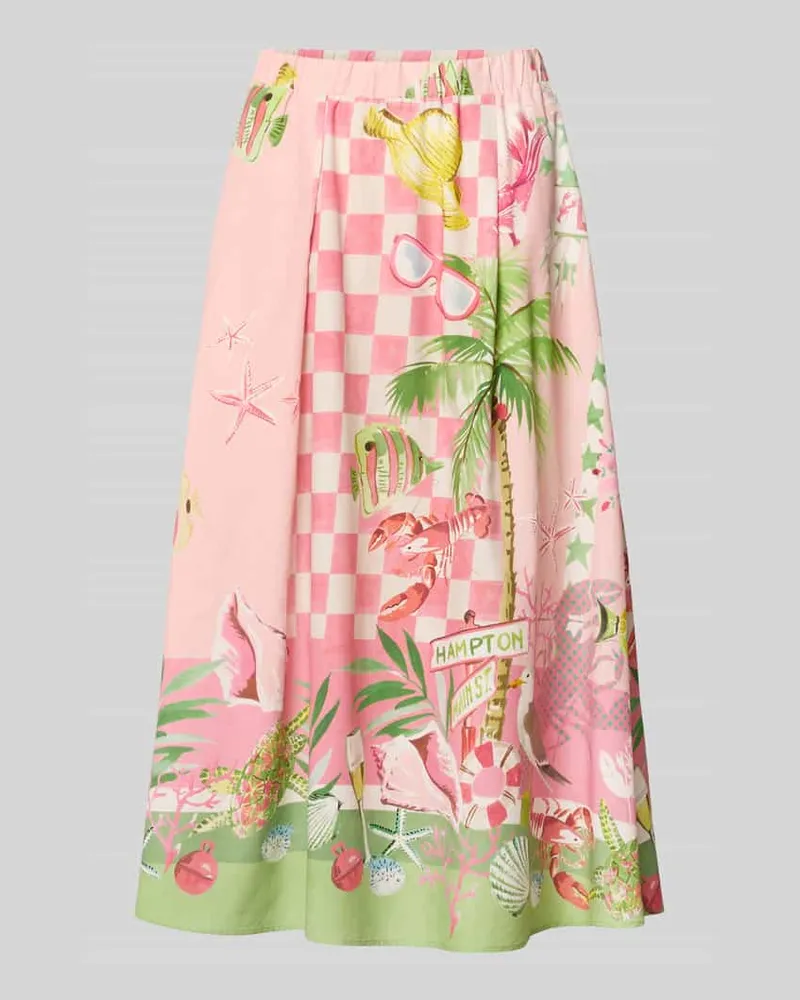 Smith & Soul Midirock aus Viskose-Baumwoll-Mix mit elastischem Bund Pink