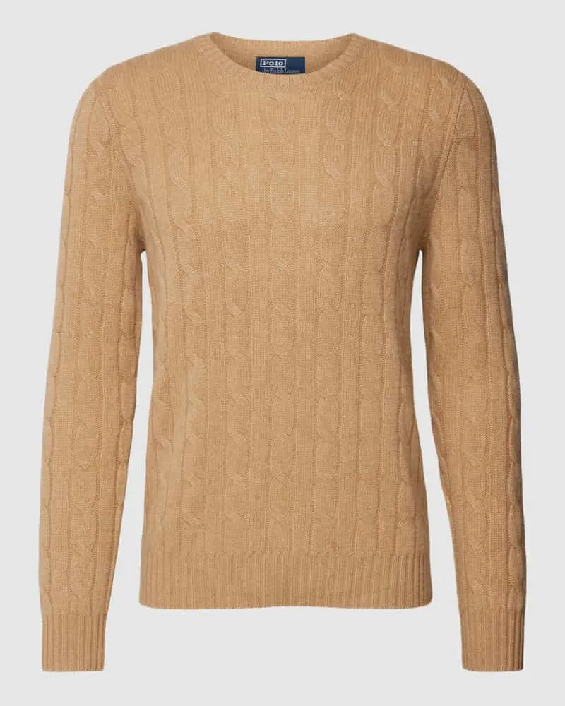 Ralph Lauren Kaschmirpullover mit Zopfmuster Camel