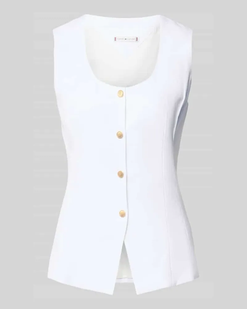 Tommy Hilfiger Slim Fit Weste aus Leinen-Mix Weiss