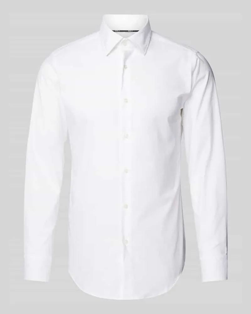 HUGO BOSS Slim Fit Businesshemd aus Feintwill mit Stretch-Anteil Weiss