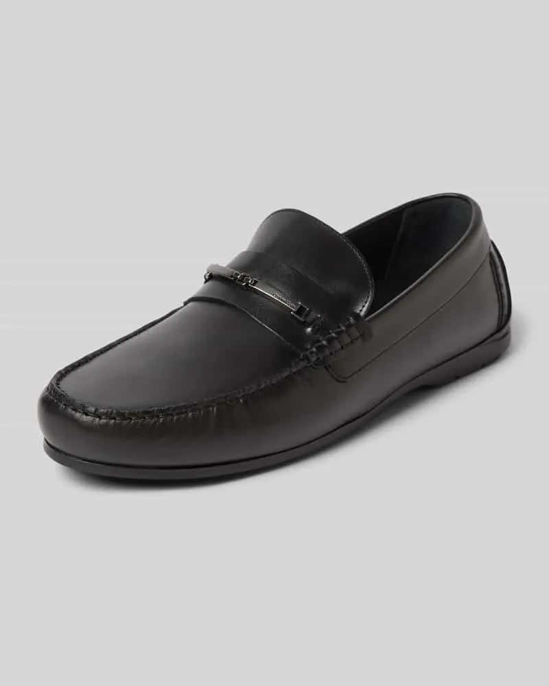 Calvin Klein Lederloafers mit Label-Applikation Modell 'DRIVER Black