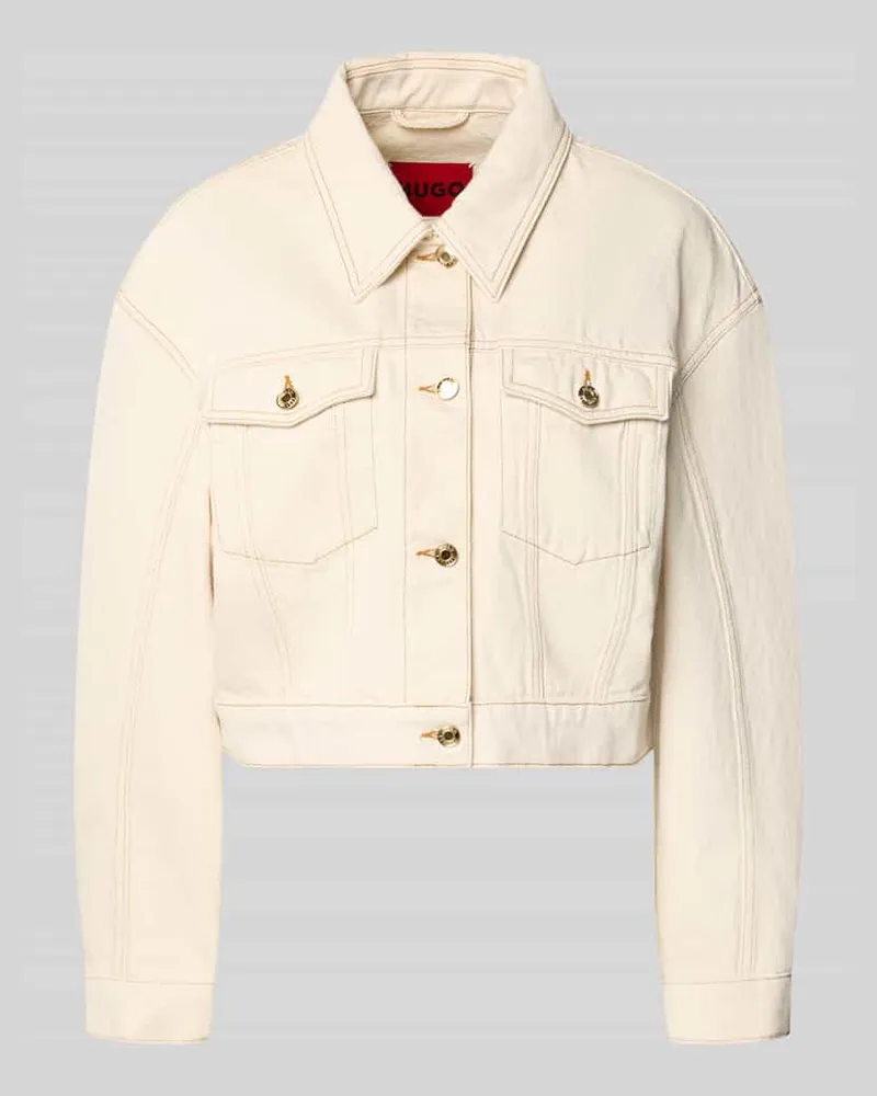 HUGO BOSS Regular Fit Jeansjacke aus reiner Baumwolle Modell 'GISOLIA Ecru