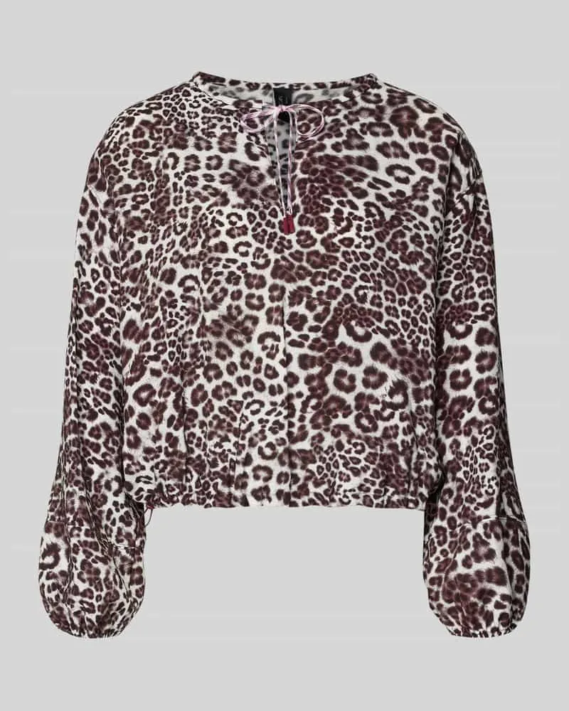 Marc Cain Regular Fit Bluse aus Viskose-Mix mit Allover-Animal-Print Sand